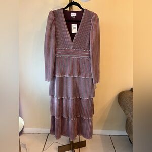 SAYLOR Allison Multicolor Striped Long Sleeve Midi Dress Size M